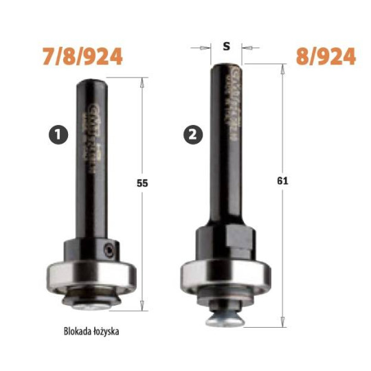 Trzpień z łożyskiem i blokadą Trzpień z łożyskiem i blokadą