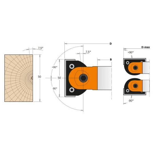 694.017.50 Głowica D-160 I-50 F-50 Z2 regulowana co 7,5` CMT
