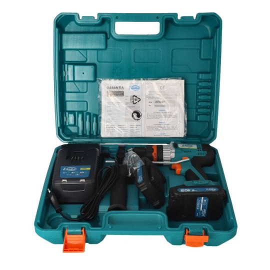 ATB80P Wiertarko-wkrętarka udarowa 20V + 2 szt bateria 2.0 Ah VIRUTEX ATB80P Wiertarko-wkrętarka udarowa 20V + 2 szt bateria 2.0 Ah VIRUTEX