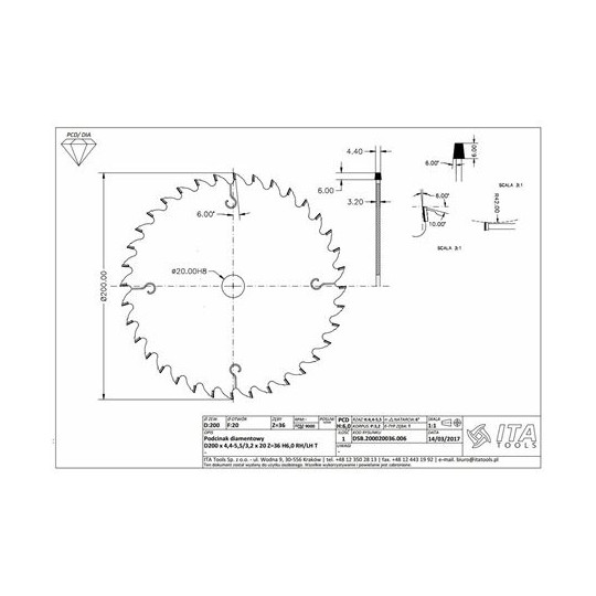 DSB Podcinak D200 F20 Z36 ITA TOOLS DSB.200020036.006