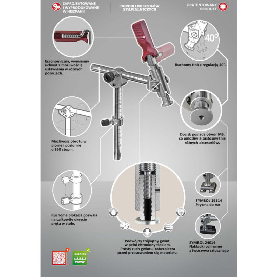 Zacisk spawalniczy z prętem okrągłym do stołu spawalniczego , średnica pręta 16 mm. - PIHER P19100 Zacisk spawalniczy z prętem okrągłym do stołu spawalniczego , średnica pręta 16 mm. - PIHER P19100