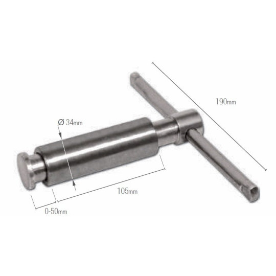 Sztyft dociskowy 105x34 mm do wspawania, rękojeść T - PIHER P94330 Sztyft dociskowy 105x34 mm do wspawania, rękojeść T - PIHER P94330