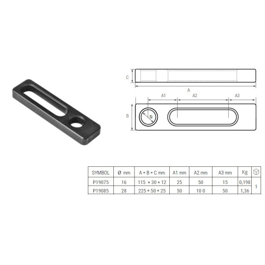 Ogranicznik do stołów spawalniczych 16 mm 115x30x12 PIHER P19075