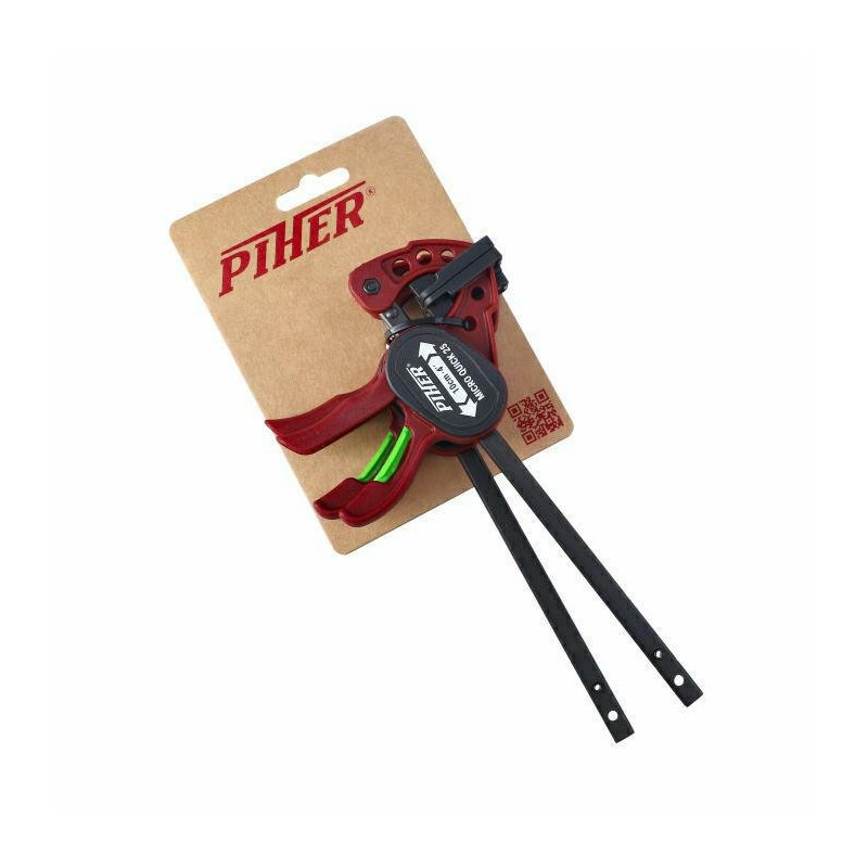 Ścisk stolarski Micro Quick 10 cmmax. siła nacisku 25 kg , ramię 5,5 cm, szyna 8x3 mm zestaw 2 szt PIHER P52015