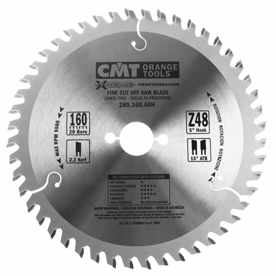 Piła HM D-160 F-20 Z-48K-2,2/1,6 CMT 285.160.48H Piła HM D-160 F-20 Z-48K-2,2/1,6 CMT 285.160.48H
