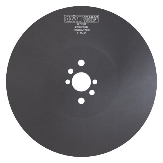 227.250P Piła tarcza HSS (nieostrzona) D250 F32 K2,0 Powłoka VAPO PH: 2/8/45 + 2/9/50 + 2/11/63 CMT