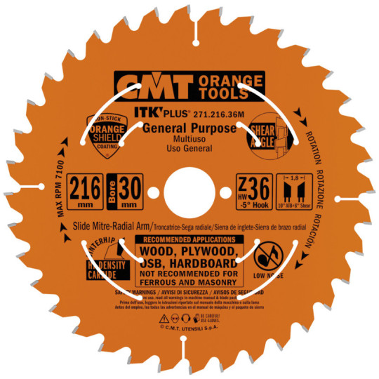 271.216.36M Ultra cienka piła tarcza ITK PLUS do cięcia poprzecznego CMT