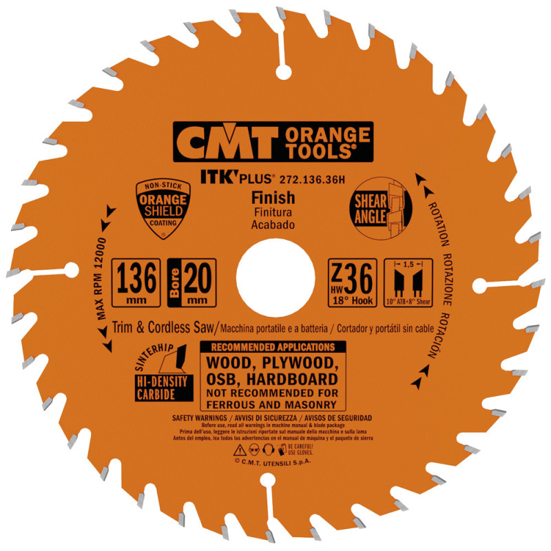 272.136.36H Ultra cienka piła tarcza ITK PLUS do cięcia poprzecznego CMT