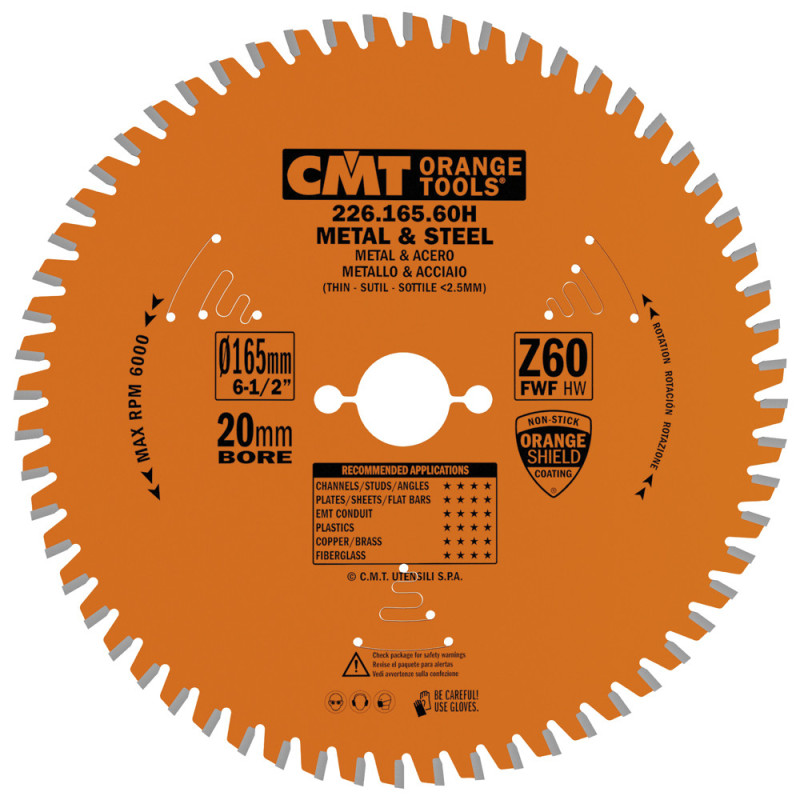226.165.60H Piła tarcza HM 165x20x1,6/1,2 Z-608&deg;FWF CMT
