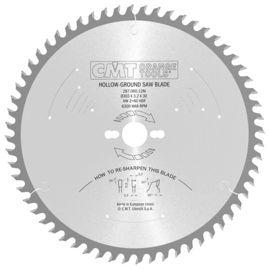 287.060.12M Piła tarcza do materiał&oacute;w dwustronnie laminowanych CMT