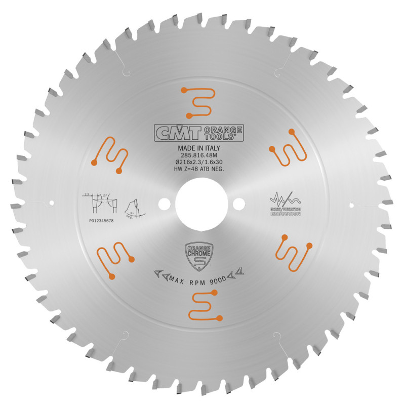 Piła tarcza chromowana wyciszona HM D216 F30 Z48 K2,3/1,6 2/7/42 CHROME CMT 285.816.48M