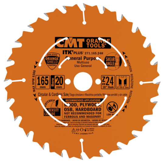 271.165.24H Ultra cienka piła tarcza ITK PLUS do cięcia wzdłużnego CMT