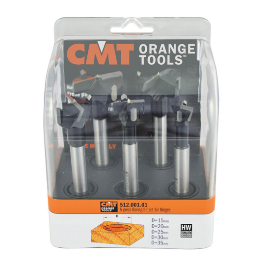 512.001.01 Zestaw 5 wierteł puszkowych z cylindrycznym uchwytem CMT
