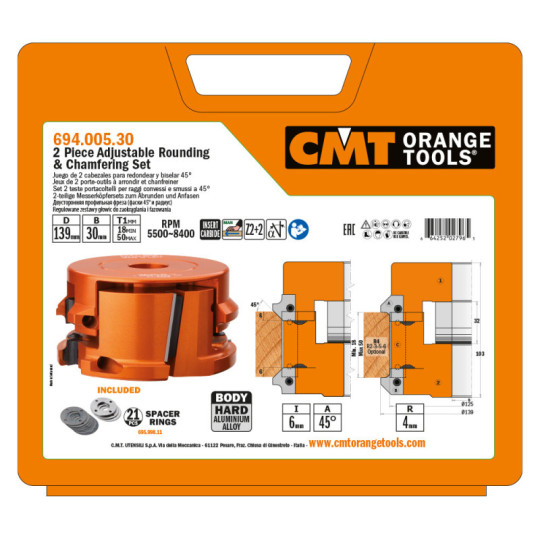 694.005.30 Regulowany zestaw głowic do zaokrąglania i fazowania CMT