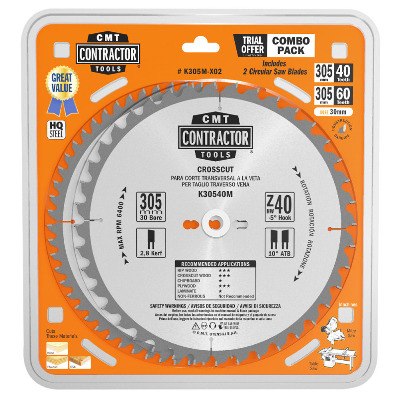 K305M-X02 Zestaw 2 pił tarcz HM D-305 K30540M + K30560M CMT