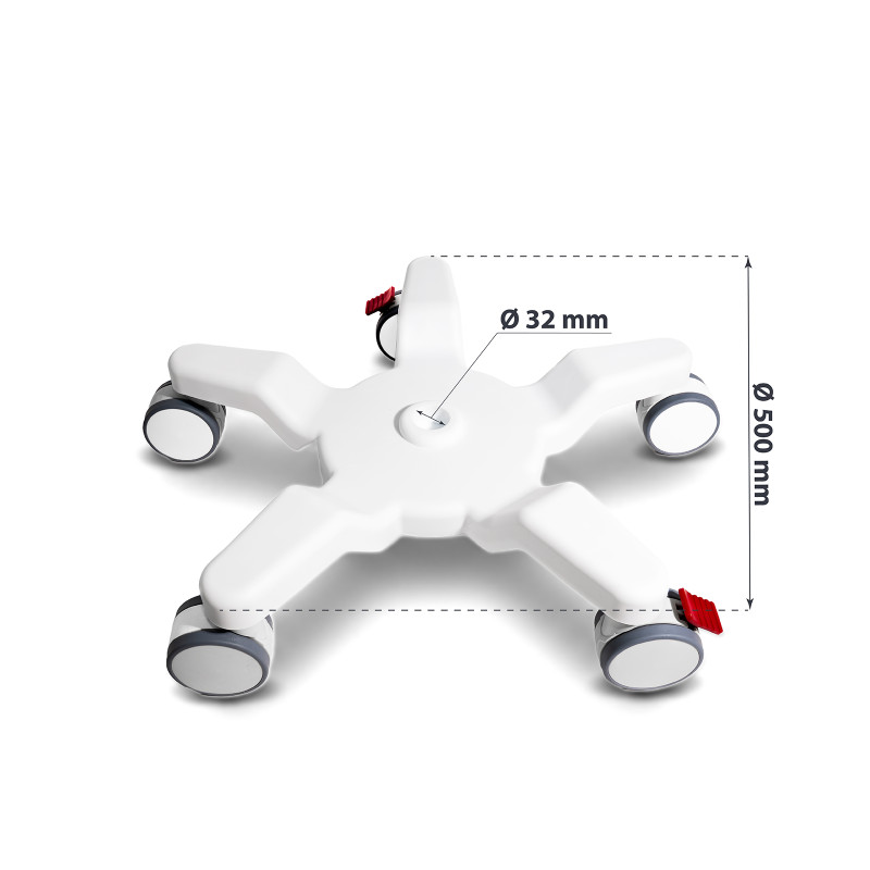 Biała podstawa z 5 k&oacute;łkami 50cm Pneumatico MED-C0005