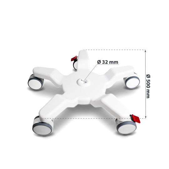Biała podstawa z 5 k&oacute;łkami 50cm Pneumatico MED-C0005