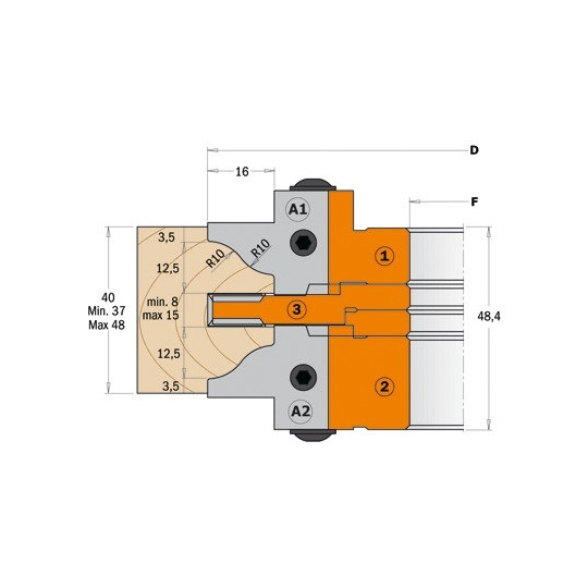 Zestaw głowic typu profil-kontrprofil Zestaw głowic typu profil-kontrprofil