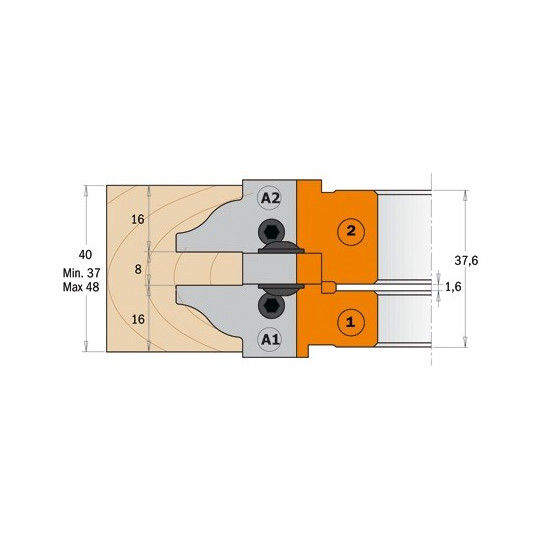Zestaw głowic typu profil-kontrprofil Zestaw głowic typu profil-kontrprofil