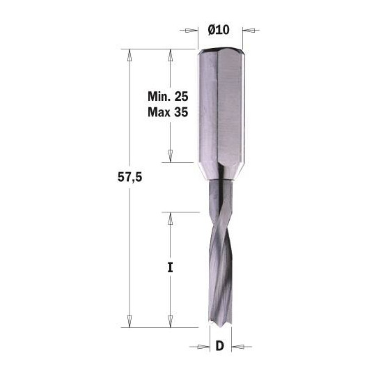 310.100.22 Wiertło NP HWM D-10x22 L-57,5 S-10x25 LHXTREME-HWM CMT