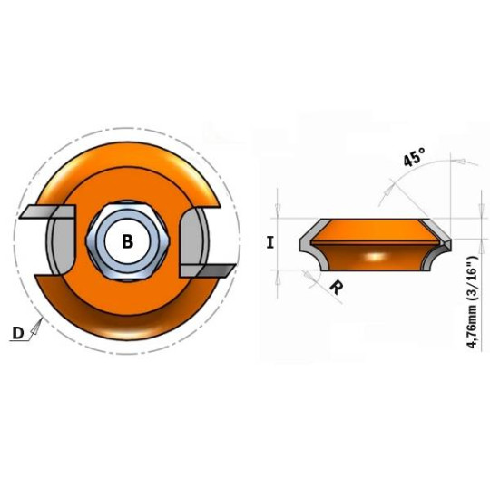 822.030.11 Ostrze F-8 D-38x12,7 R-4,76 45 stopni CMT